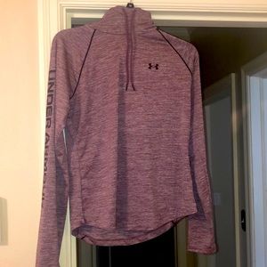 Medium under armour pull over, with hood, purple/lavender